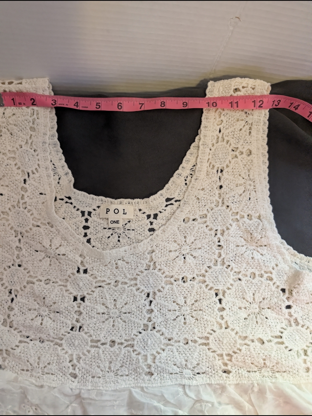 CCO !NEW! POL Cream Crochet Lace Tank with Scalloped Hem (Only 2 Left! ) - Picture 4 of 16